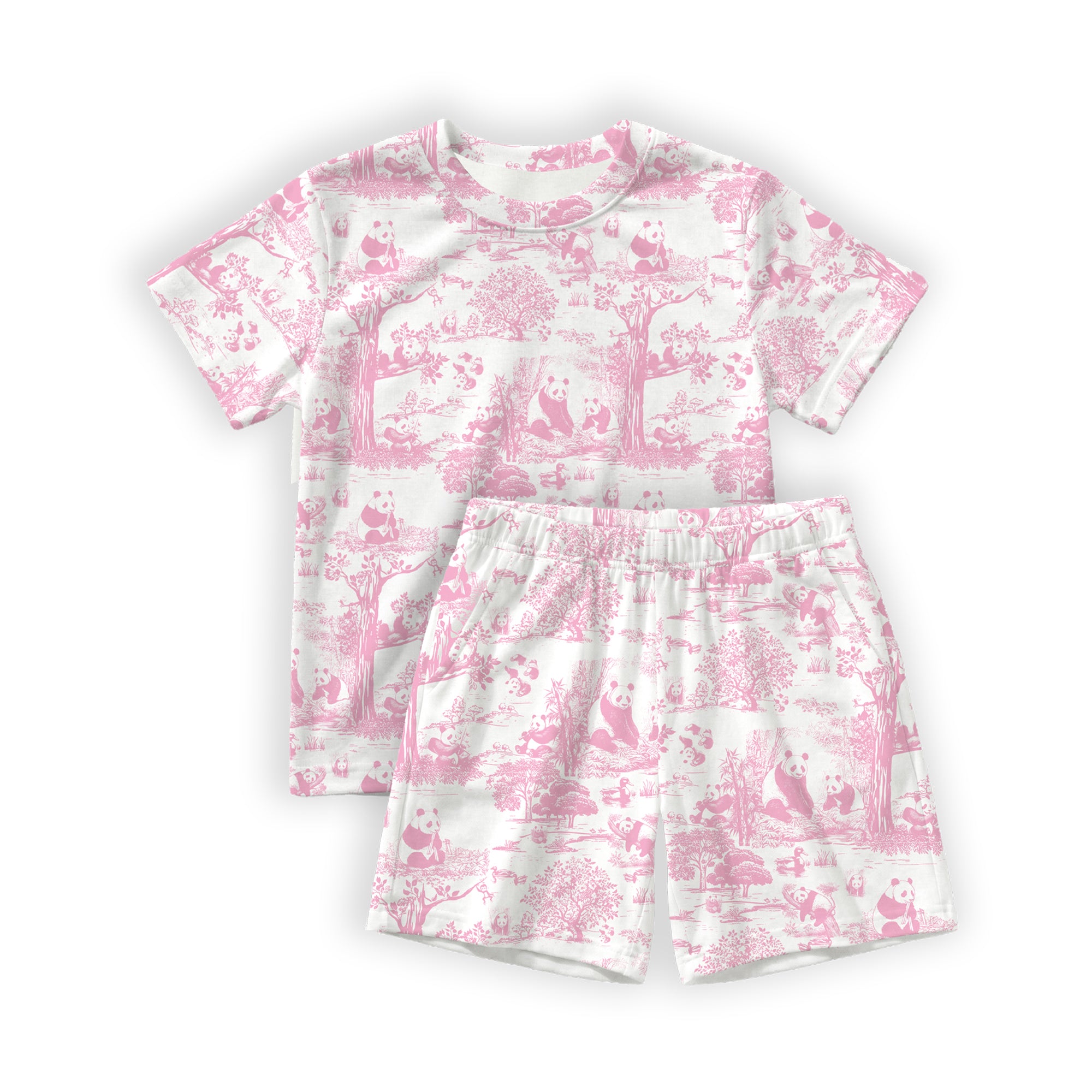 Hae Hae Porcelain Panda Bamboo Kids Short Sleeve Shirt & Shorts Set
