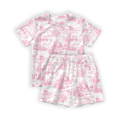 Hae Hae Porcelain Panda Bamboo Kids Short Sleeve Shirt & Shorts Set