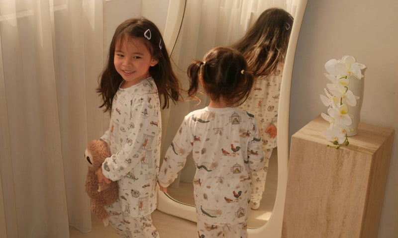 Child wearing Open Meadows bamboo clothing
